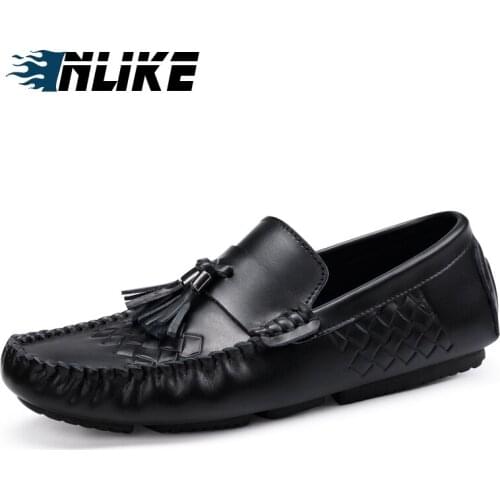 INLIKE New Fashion Doug Shoes Mens Office Genuine Leather Shoes Male Flat Loafers Luxury Mens Shoes