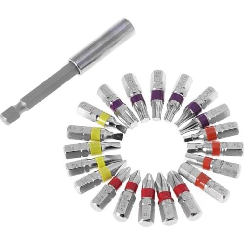 20Pcs/Set Torx Flat Hex Screwdriver Bit Set PH Head Color Coded with Magnetic Holder