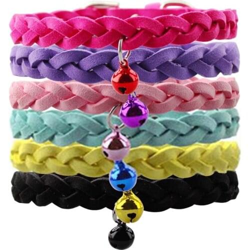Pet Collar Cashmere Super Fiber Hand Woven Bell Collar Cat Dog Collar Even Traction Collar Cat Accessories Pet Products XS/S/M