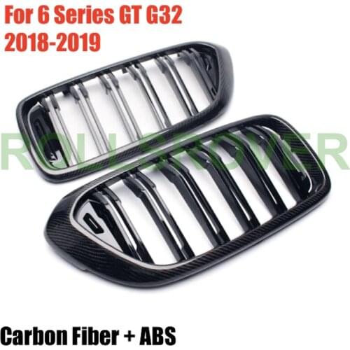 ROLLSROVER Carbon Fiber Front Bumper Grille Grill For BMW 6 Series GT G32 2018-2019 Double Strip Car Tuning