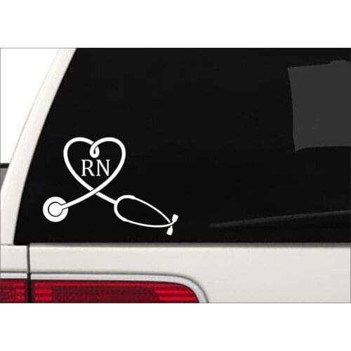 RN Nurse Heart Stethoscope Window Decal Sticker Car Laptop | White | 15*15cm