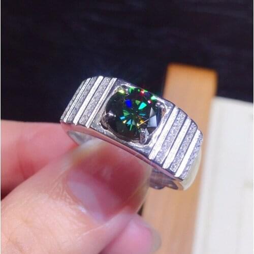 Luxury Round Cut Blue Green Gems Crystal Ring AAA Cubic Zirconia Ring Trendy Men Womens Open Ring Engagement Jewelry Gift