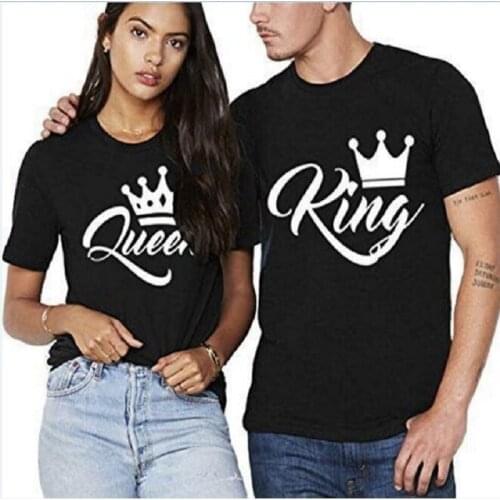Crown Printing Couple Clothes Summer T-shirt 2020 Casual O-neck Tops Lovers Tee Shirt King Queen Couples T Shirt