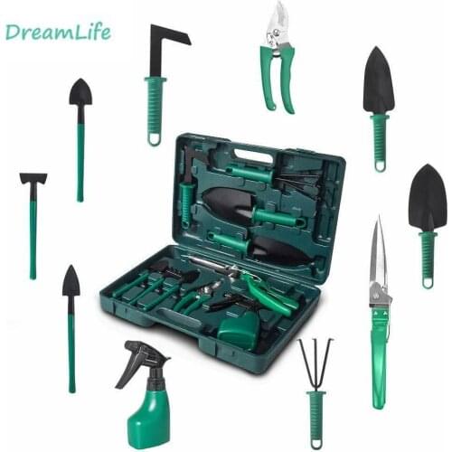 10 Pcs/set Garden Tool Set Shovel Rake Clippers Household Multifunctional Kit Garden Planting Plastic Case Packing