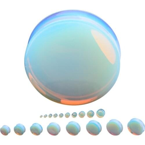 Opal Flesh Tunnel Ear Plugs Thermal ear stone earrings exquisite pierced jewelry 6mm 8mm 10mm 12mm 14mm 20mm