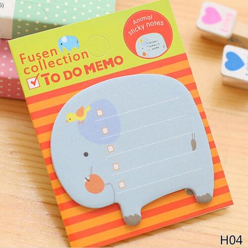 Cartoon Cute Animal Tearable Sticky Note Sticky Note Office School Supplies Stationery Animal Elephant Sticky Note