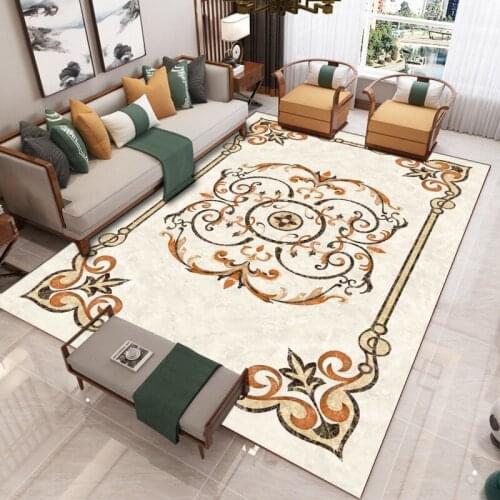 Light luxury European style luxury bedroom carpet autumn and winter washable carpet living room geometric floor mat modern print
