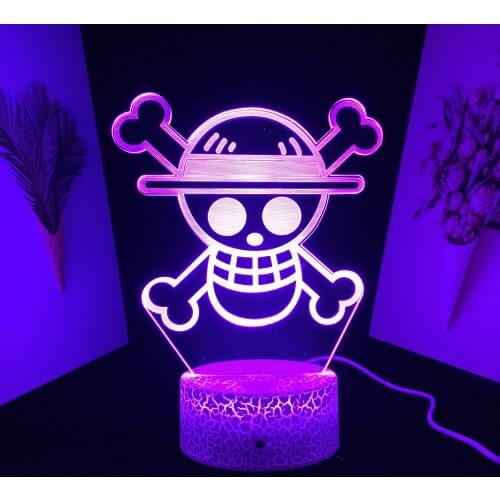 Ainme LED Lamp Pirate Flag Logo 3D Night Light for Child Bedroom Decoration Light Manga Gift Room Acrylic Table Lamp