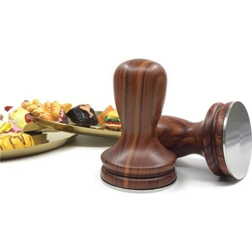 58mm High quality Red Sandalwood Coffee Tamper 304Stainless Steel Coffee Powder Hammer Tamper Caffe Espresso Cafe Tools