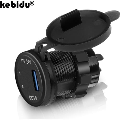 Kebidu QC3.0 USB Charger Quick Charge Socket 5V/3A Outlet Power Charger Blue/Red LED Digital Display for Car Boat Motorcycle