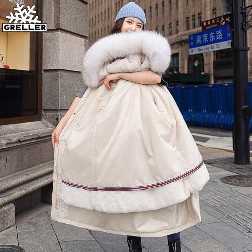 GRELLER 2020 Winter Jackets Women Long Removable Wool Liner Long Female Parkas Plus Size 4XL Hooded Fur Collar Thick Winter Coat