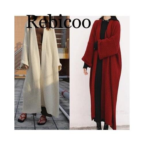 Women Cardigan Winter Sweater Women Extra Long Loose Wool Thick Womens Knitwear Spring Solid Long Sleeve OverCoat