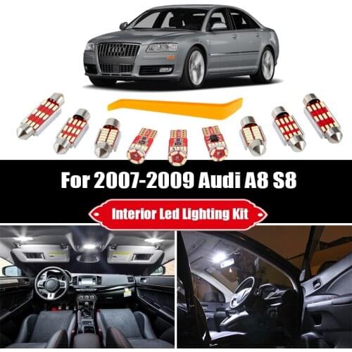 17 Bulbs For 2007-2009 Audi A8 S8 D3 White Canbus LED Interior Ceiling Light Kit Dome Cargo License Lamp No Error Accessories