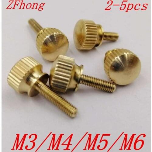 2-5PCS M3 M4 M5 M6 Hand Tighten Brass Knurled Screws Copper Twist Knurled bolts Computer Chass Bolt Thumb Screw