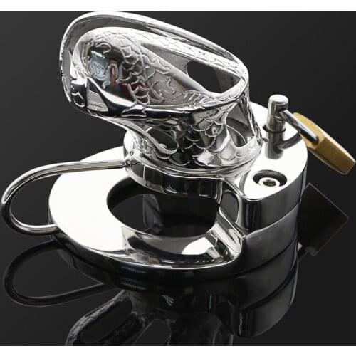 2 IN 1 Stainless Steel Cock Cage Ball Stretcher Chastity Device Cock Ring Chastity Belt Lock BDSM TOYS for Men BS072