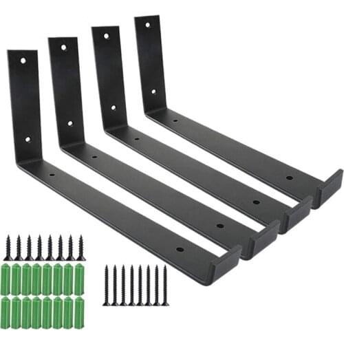 4 Pcs/Set Shelf Bracket Rustic Iron Metal Wall Floating Shelf Bracket Metal Shelf Bracket Supports with Screws