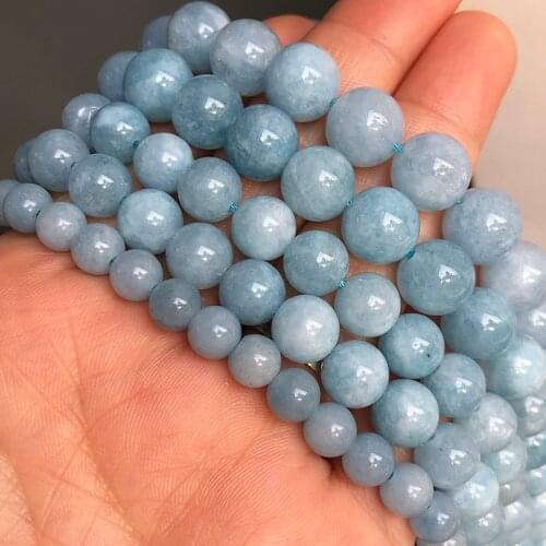 Natural Stone Aquamarines Lepidolite Beads Round Loose Spacer Beads For Jewelry Making DIY Bracelet Necklace 15Inches 6/8/10mm