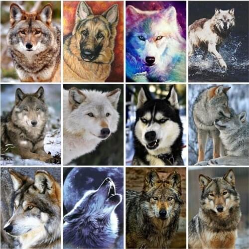 Wolf DIY 5D Diamond Painting Full Square Drill Animal Diamond Embroidery Cross Stitch Kit Gift Resin Mosaic Wall Art Home Decor