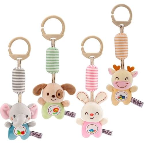 Baby Rattles Plush Toy 0-12 Months Baby Teether Crib Mobile Toddler Stroller Toys Soft Hanging Cartoon Animals Hand Shaking Bell
