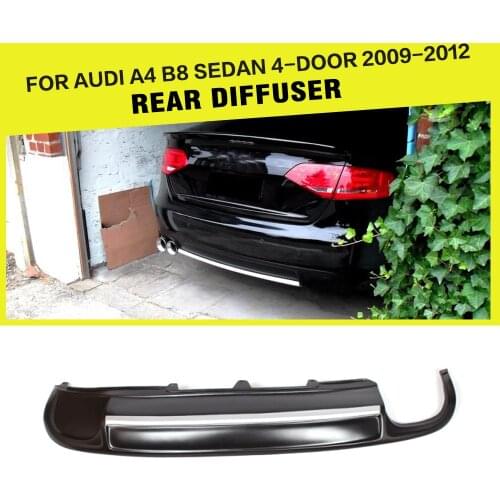 PU Car Rear Bumper Diffuser With Single Outlet Dual Exhaust for Audi A4 B8 Sedan 4-Door 2009 - 2012