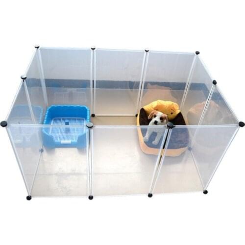 Pet dogs House Plastic Transparent Dog Fence DIY Multi-functional Kennel House for Dogs Cats Practical Home Keeper Dog Door file