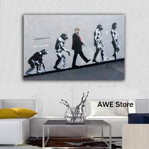 Donald Trump With a group of monkeys Canvas Prints Picture Abstract Paintings for Living Room Poster on The Wall Home Decor