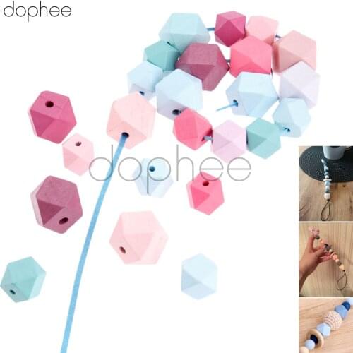 Dophee 20pcs 20mm Mixed Color Crown Wood Beads Unfinished Natural Geometric Bead For Jewelry Making Garment Decoration Kids Toy