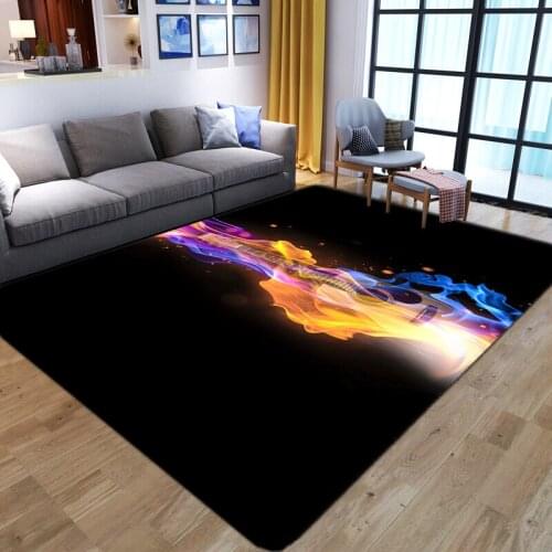 Dream flame Guitar printing Carpets For Kids Room Soft Flannel Bedside sofa Mat Bedroom Non-slip Hallway Rugs floor Mat Washable