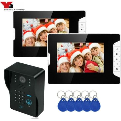 Yobang Security 7 inch 2 Monitor RFID Password Video Door Phone Intercom Doorbell With IR Camera 1000TV Line Access Control Syst