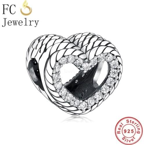 FC Jewelry Fit Original Brand Charm Bracelet 100% 925 Sterling Silver Silver Love Heart Bead Making Women Valentine Berloque New