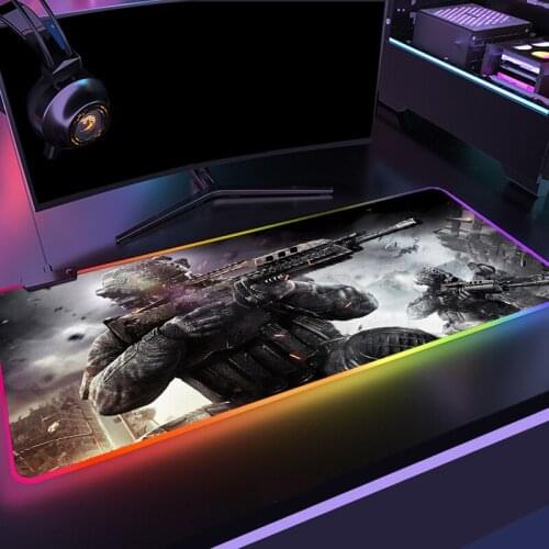 Anime Call of Duty Gaming RGB Mouse Pad Large LED Computer Mousepad RGB COD Backlit Mause Pad for PC Desk Mice Mat Support DIY