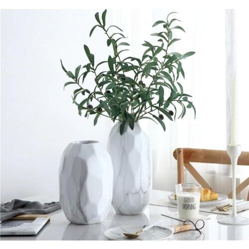 Ceramic Vase Geometric Modern Minimalist Marble Pattern Creative Flower Living Room Dining Table Soft Decoration