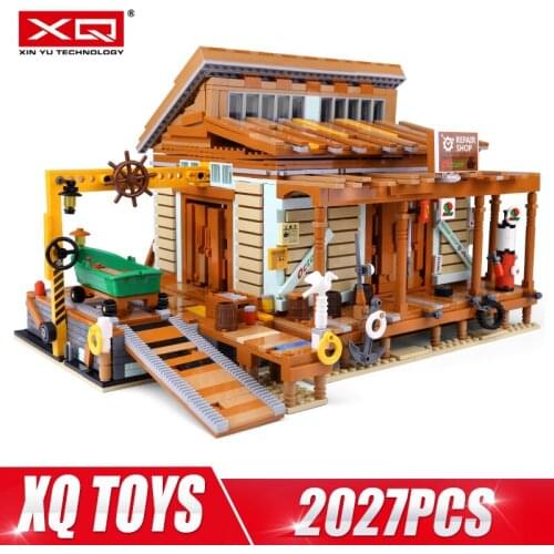 HB 12004 MOC Streetview Building Blocks The 30106 Shipyard Old Fishing Store Model Assembly Brick Toys Kids Christmas Gifts