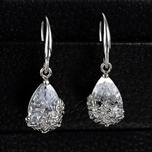 Korean Water Drop Dangles Earrings Women Crystal Gold Silver Color Earring Fashion Statement Wedding Jewelry Valentines Day Gift