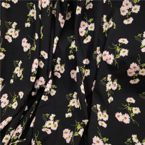 Lovely Dress Chiffon Fabric twist Flower Printed Material Dropping soft breathable scarf blouse DIY craft fabric 100cm