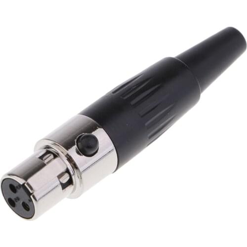 Mini XLR TA3F 3Pin Female Audio Connector Microphone Cable Socket Adapter Black Hoods With Rubber Grommet
