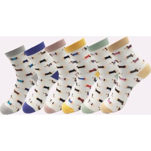 Animal Women Socks Colorful Cute Sausage Dog Cotton Cartoon Couple lady Girl Spring Summer Socks Zoo