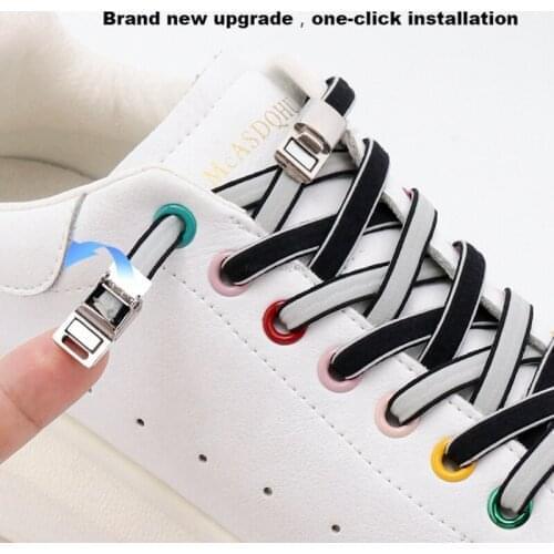 NewDouble color Elastic Shoelaces Magnetic Lock No tie Shoe laces Sneakers for Shoelace Kids Adult Laces One Size Fits All Shoes