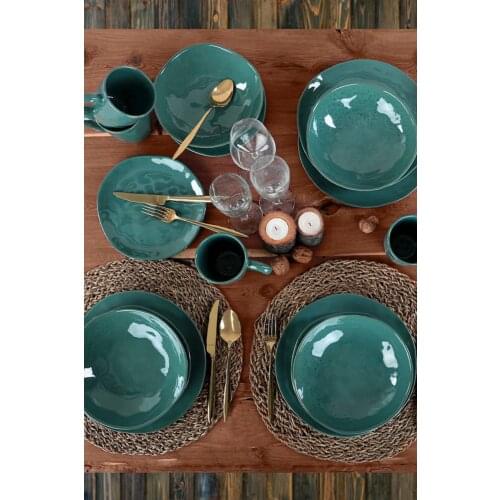 Organic Oceon Dinnerware 16 Pieces 4 Person for 4 people 4 10 mugs 4 cake plates 4 dinner plates 4 serving plates