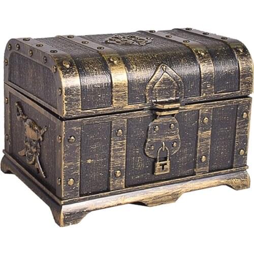 Pirate Treasure Chest Decorative Treasure Chest Keepsake Jewelry Box Plastic Toy Treasure Boxes Party Decor Large Size Bronze