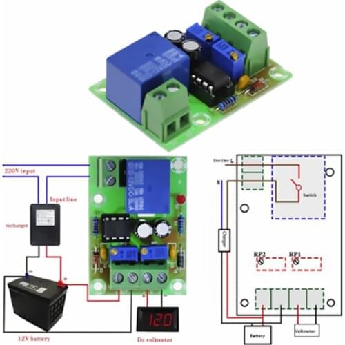 XH-M601 Battery Charging Control Board 12V Intelligent Charger Power Supply Control Module Panel Automatic Charging/Stop Switch