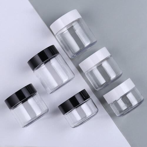 Clear Plastic Jar with black/white Lids Sample Empty Cosmetic Cream Refillable Containers Makeup Box Cream Eyeshadow