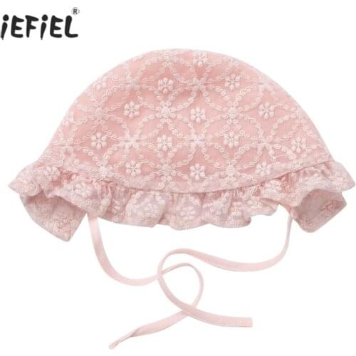 Infant Baby Girl Hat Adjustable Handmade Lace-Up Baby Hat Beach Sunbonnet Photography Cute Newborn Baby Sun Beanie Accessories