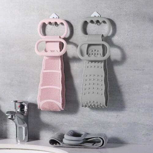 Silicone Back Scrubber Bath Body Brush Exfoliating Massage Elastic Double Sided Soft Multifunction Travel Home Accessories