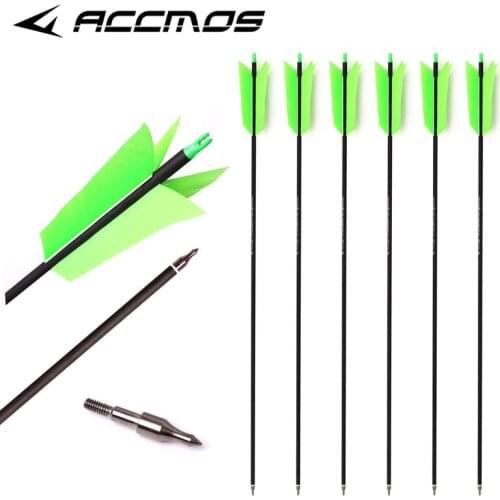 12pcs 4 Real Feather ID 6.2mm Spine 500 Carbon Arrow Mixed Carbon Archery for Traditional Bow Shooting Hunting