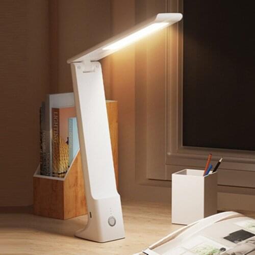 USB Rechargeable LED Desk Lamp Stepless Dimmable Foldable Office Reading Light Touch Switch Eye Protected Bedside Table Lamp