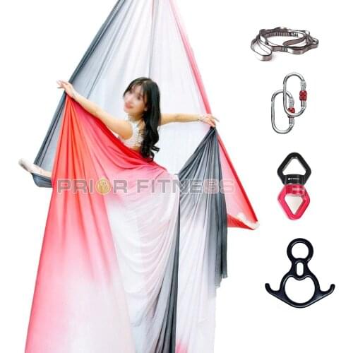 High Quality Gradational Colors 11Meters Flying Ombre aerial silk set Trapeze Sling Kit Extension Nylon Yoga Swing