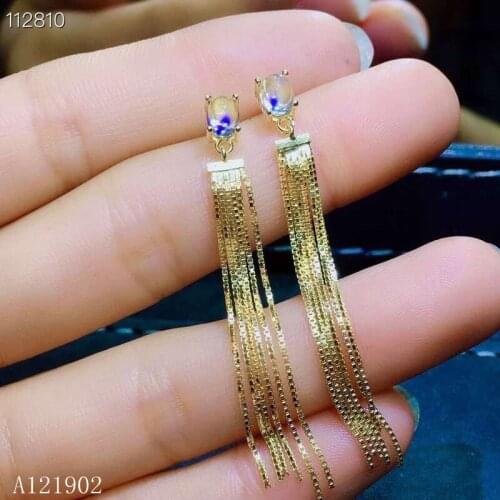 KJJEAXCMY boutique jewelry Supporting detection of 925 pure silver inlaid natural gem Moonstone Earrings and earrings with tasse