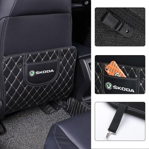 Car Seat Back Anti-Child Kick Pad Anti-Dirty Leather Covers Auto Accessories For Skoda Octavia Rapid Kodiaq Karoq Fabia Kamiq