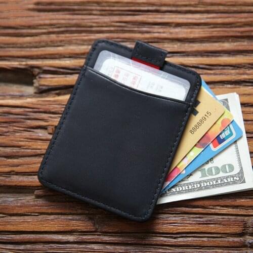100% Genuine Leather Card Holder For Men Male Vintage Business Short Small Slim Credit Card ID Holders Case Mini Wallet Purse